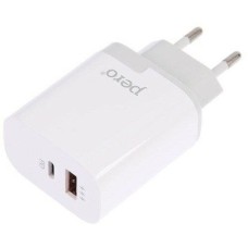 СЗУ PERO Сетевое зарядное устройство TC05, 1xUSB-A ,1xUSB-C, 18Вт, 3.1A, белый [тс05whpd]