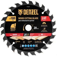 DENZEL Пильный диск по дереву ф180х 20 мм, 24 зубьев 733287