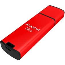 MAXVI USB флеш-накопитель MP2 32GB red, монолит с колпачком, ABS пластик + металл, USB 2.0