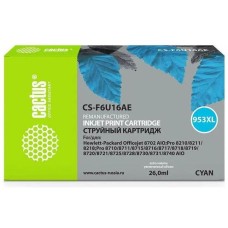 CACTUS Картридж струйный CS-F6U16AE 953XL голубой (26мл) для HP OJ Pro 7740/8210/8218/8710/8715 с чипом