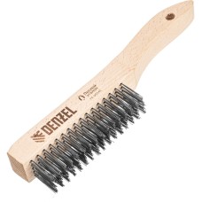 DENZEL Щетка зачистная 5-и рядная, прямая проволока из нержавеющей стали с деревянной ручкой, EFP// 74845