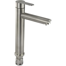 МАГНУС - Смеситель на раковину ВЫСОКИЙ, матовый литой корпус, прямой излив, из нержавеющей стали марки 304, цвет САТИН. 9137