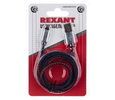 Дата-кабель REXANT (18-4242) USB кабель microUSB, шнур в джинсовой оплетке REXANT