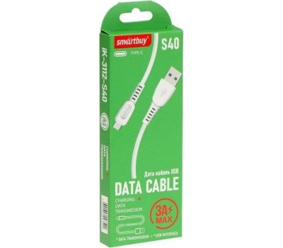 Кабель SMARTBUY (iK-3112-S40w) S40 Type C белый, 3 А, 1 м