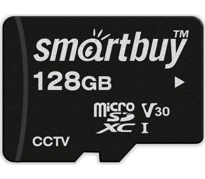 Карта памяти SMARTBUY (SB128GBSDCCTV) MicroSDXC 128GB cl10 U3 V30 + адаптер