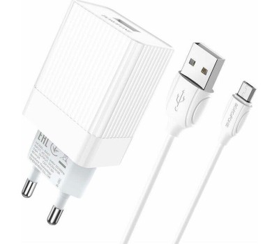 СЗУ BOROFONE (6931474728296) BA47A Mighty 1USB QC3.0 белый