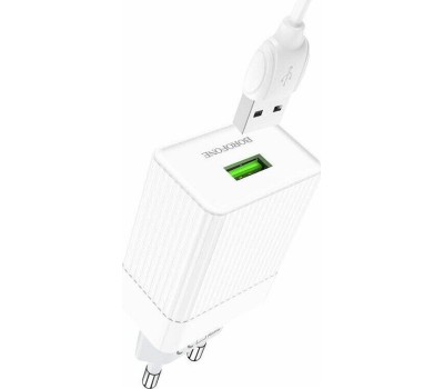 СЗУ BOROFONE (6931474728296) BA47A Mighty 1USB QC3.0 белый