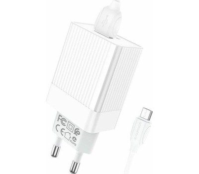 СЗУ BOROFONE (6931474728296) BA47A Mighty 1USB QC3.0 белый