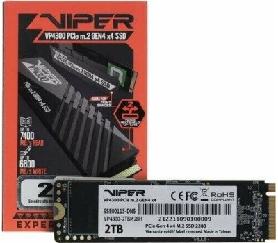 Накопитель SSD PATRIOT SSD накопитель Viper VP4300 VP4300-2TBM28H 2ТБ, M.2 2280, PCIe 4.0 x4, NVMe, M.2