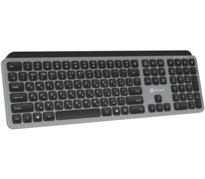 Клавиатура OKLICK Клавиатура K859W, беспроводная, USB, Радиоканал, ножничная, серый/черный [2002136]