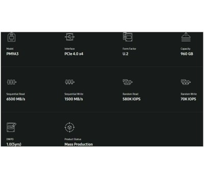 SAMSUNG 960ГБ Серверный SSD накопитель PM1653 SAS 4.0, 2.5