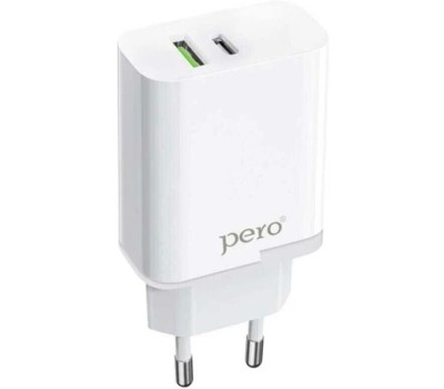 СЗУ PERO Сетевое зарядное устройство TC05, 1xUSB-A ,1xUSB-C, 18Вт, 3.1A, белый [тс05whpd]
