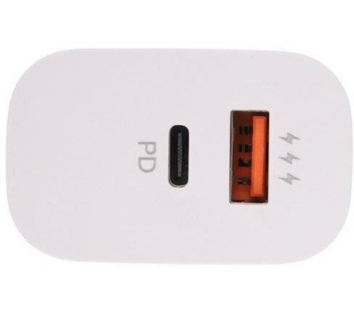 СЗУ PERO Сетевое зарядное устройство TC05, 1xUSB-A ,1xUSB-C, 18Вт, 3.1A, белый [тс05whpd]