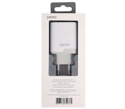 СЗУ PERO Сетевое зарядное устройство TC05, 1xUSB-A ,1xUSB-C, 18Вт, 3.1A, белый [тс05whpd]