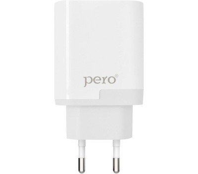 СЗУ PERO Сетевое зарядное устройство TC05, 1xUSB-A ,1xUSB-C, 18Вт, 3.1A, белый [тс05whpd]