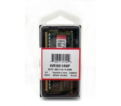 KINGSTON Модуль памяти 8GB DDR3 1600 SODIMM KVR16S11/8WP Non-ECC, Unbuffered, CL11, 1.5V, 2R, 4Gbit, RTL (317299)