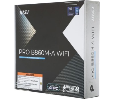Материнская плата MSI Материнская плата PRO B860M-A WIFI B860, LGA1851, 4*DDR5, 4*PCIEx16, 3*M.2, 2*TypeC, 3*USB3.2Gen2, 6*USB3.2Gen1, 2*USB2.0, 4*SATA3.0, 5G, Type-C(DP), DP, HDMI, M-ATX, RTL