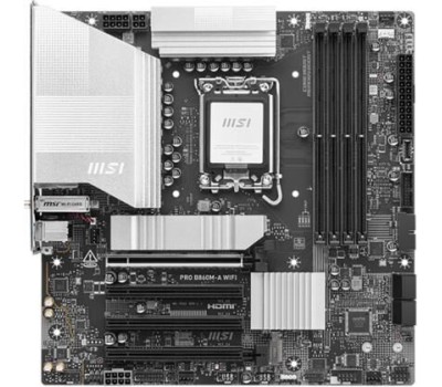 Материнская плата MSI Материнская плата PRO B860M-A WIFI B860, LGA1851, 4*DDR5, 4*PCIEx16, 3*M.2, 2*TypeC, 3*USB3.2Gen2, 6*USB3.2Gen1, 2*USB2.0, 4*SATA3.0, 5G, Type-C(DP), DP, HDMI, M-ATX, RTL