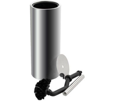 САНАКС - Ёрш для унитаза напольный, круглый, ПРЕМИУМ, с ИЗОГНУТЫМ ЁРШИКОМ, БЕЗШОВНЫЙ, из нержавеющей полированной стали 201 1007