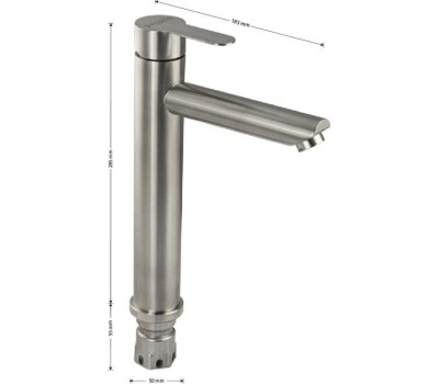 МАГНУС - Смеситель на раковину ВЫСОКИЙ, матовый литой корпус, прямой излив, из нержавеющей стали марки 304, цвет САТИН. 9137