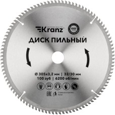 Диск пильный KRANZ (KR-92-0136) Диск пильный 305 мм х 100 зуб х 32/30 мм