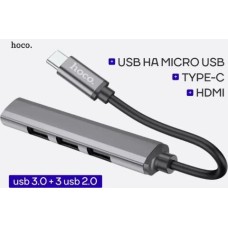 USB-хаб HOCO (6931474765468) HB26 Metal Grey
