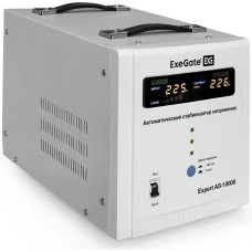 Exegate EX291727RUS Стабилизатор напряжения ExeGate Expert AS-10000 (10000ВА, вход 140...260В, цветной дисплей, выход 220В±8%, КПД 98%, 5 уровней защиты, задержка, усиленный метал. корпус, клем.колодк