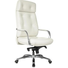 БЮРОКРАТ Кресло руководителя _DAO белый кожа крестов. алюминий
