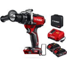 ЗУБР 20 В, 165 Н·м, 2 АКБ LMS (2 А·ч), бесщеточная ударная дрель-шуруповерт, сумка (ДБУ-165-22)