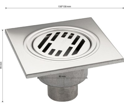 Трап САНАКС 00022 Трап из нержавеющей стали 150х150 вертикальный (2)