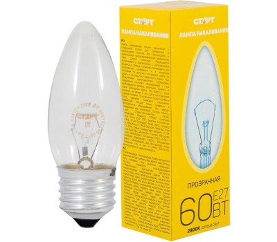 Лампа накаливания СТАРТ (8890) ДС 60Вт Е27 свеча