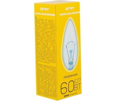 Лампа накаливания СТАРТ (8890) ДС 60Вт Е27 свеча