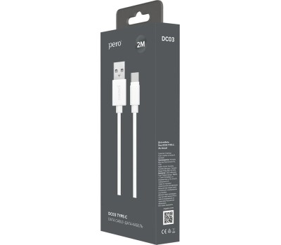 дата-кабель PERO DC-03 MICRO-USB, 2А, 2М, БЕЛЫЙ