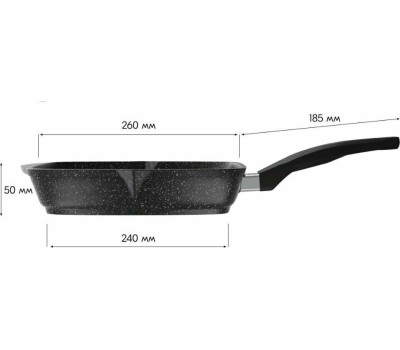 Сковорода МЕЧТА С66802 Гранит black 26*26см с несъемной ручкой и стекл. Крышкой