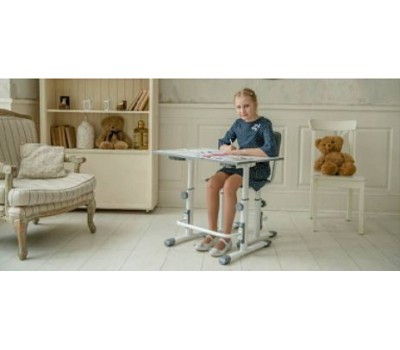 Парта POLINI Растущая парта-трансформер Polini kids Simple М1 75х55 см, белый-серый (1кор)