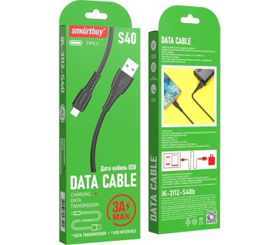 Кабель SMARTBUY (iK-3112-S40b) S40 Type C черный. 1 м
