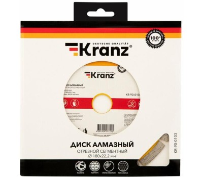 Диск алмазный KRANZ (KR-90-0103) Диск алмазный отрезной сегментный 180x22,2x2,2x10мм