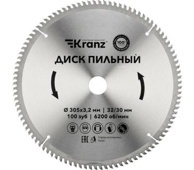 Диск пильный KRANZ (KR-92-0136) Диск пильный 305 мм х 100 зуб х 32/30 мм
