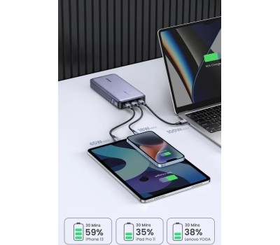 UGREEN Внешний аккумулятор PB205 (90597A) PD 145W Power Bank 25000mAh. Цвет: серый