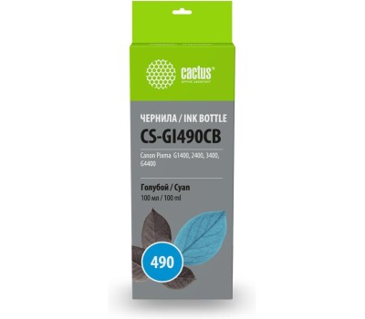 CACTUS Чернила CS-GI490CB GI-490 голубой 100мл для Canon Pixma G1400/G2400/G3400