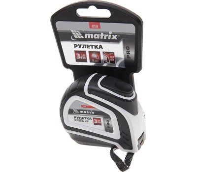 Рулетка MATRIX Рулетка Autostop,3 м х 16 мм,двухкомпонентный корпус,автоматическая фиксация,Pro 32550