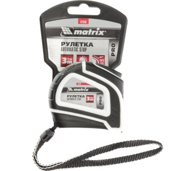 Рулетка MATRIX Рулетка Autostop,3 м х 16 мм,двухкомпонентный корпус,автоматическая фиксация,Pro 32550