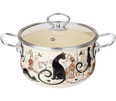 Кастрюля AGNESS КАСТРЮЛЯ ЭМАЛИРОВАННАЯ СО СТЕКЛЯННОЙ КРЫШКОЙ СЕРИЯ 