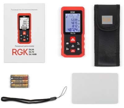 Лазерный дальномер RGK Лазерный дальномер DL70, 2 класс лазера, 635нм, луч красный [4610011873911]
