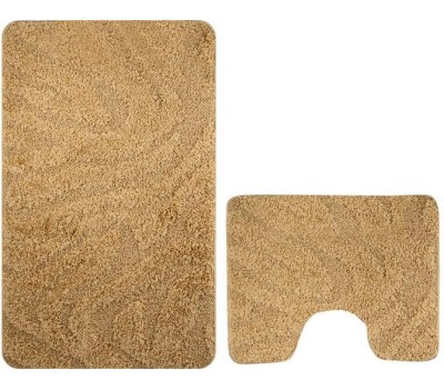 САНАКС - Коврик в ванную ШАГГИ, двойной, БЕЖЕВЫЙ, 60х100 + 50х60 см, 100% полиэстер 00157
