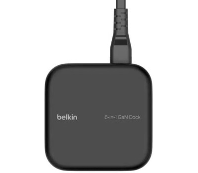 BELKIN Док-станция Connect USB-C 6-in-1 130W HDMI&2-USB-C 3.0&USB-A 3.1 GaN Dock. Цвет: черный
