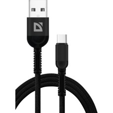 Кабель DEFENDER (87103BLA) USB кабель F167 TypeC 1м, 2.4А, ткань, пакет