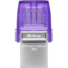 Флешка KINGSTON Флешка USB DataTraveler microDuo 3C 64ГБ, USB3.0, фиолетовый [dtduo3cg3/64gb]