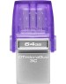 Флешка KINGSTON Флешка USB DataTraveler microDuo 3C 64ГБ, USB3.0, фиолетовый [dtduo3cg3/64gb]