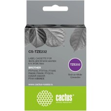CACTUS Картридж CS-TZE232, TZe-232, 12мм, красный шрифт, белый фон, 8м ( CS-TZE232